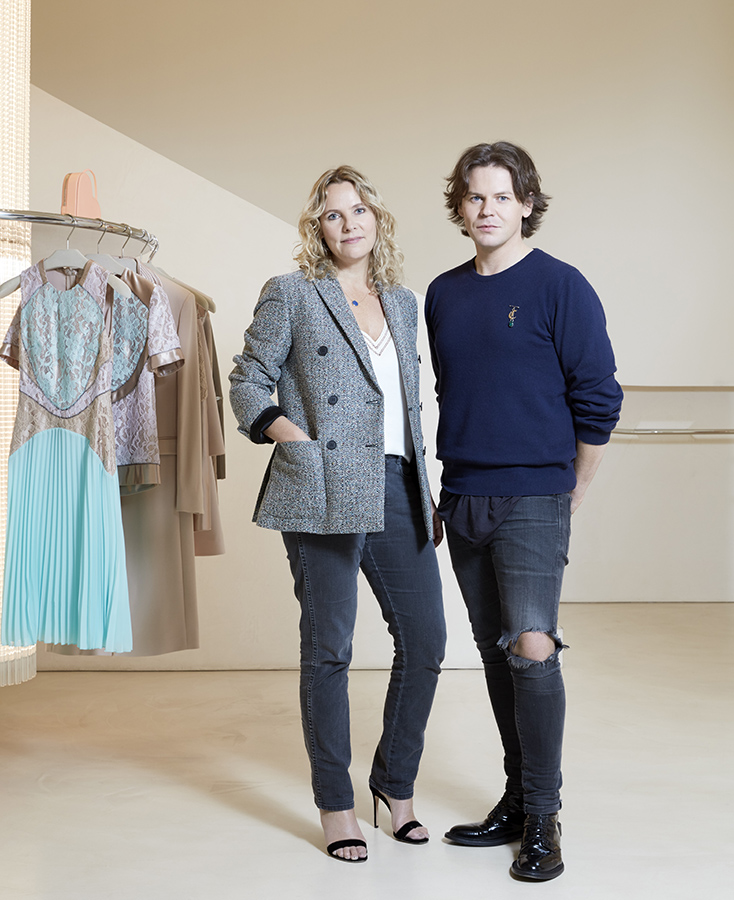 Portrait of British fashion designer, Christopher Kane and CEO Sarah Crook