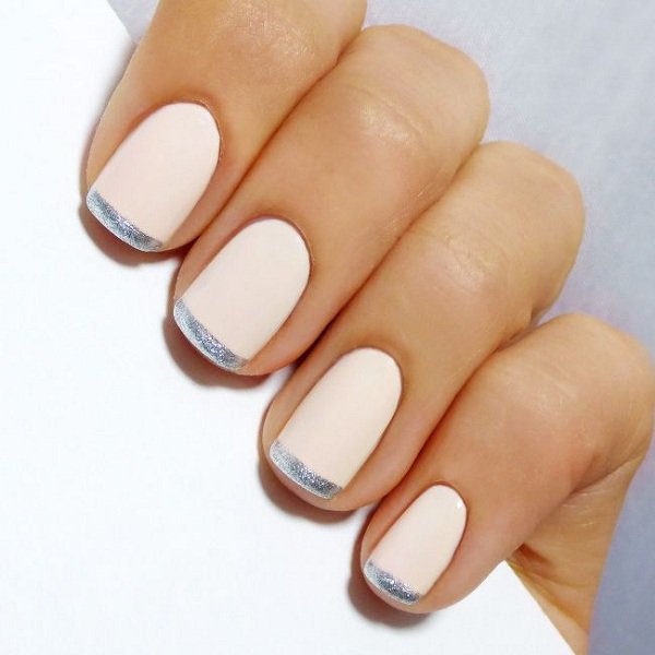 White-French-nails-with-silver-stripes